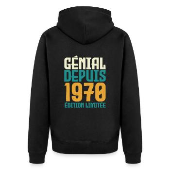 Génial depuis 1970 - Veste à capuche bio Premium Unisexe - noir - Dos - Nico (187cm)