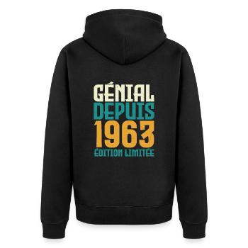 Génial depuis 1963 - Veste à capuche bio Premium Unisexe - noir - Dos - Nico (187cm)