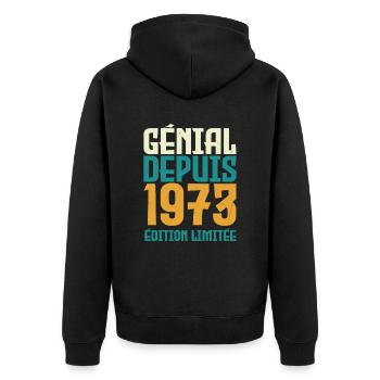 Génial depuis 1973 - Veste à capuche bio Premium Unisexe - noir - Dos - Nico (187cm)