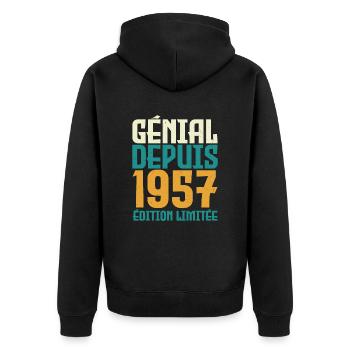 Génial depuis 1957 - Veste à capuche bio Premium Unisexe - noir - Dos - Nico (187cm)