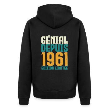 Génial depuis 1961 - Veste à capuche bio Premium Unisexe - noir - Dos - Nico (187cm)