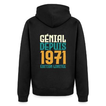 génial depuis 1971 - né en 1971 - anniversaire - Veste à capuche bio Premium Unisexe - noir - Dos - Nico (187cm)