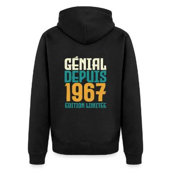 Génial depuis 1967 - Veste à capuche bio Premium Unisexe - noir - Dos - Nico (187cm)