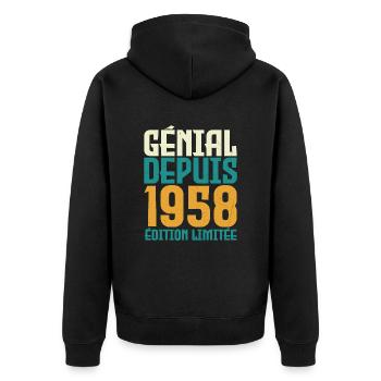 Génial depuis 1958 - Veste à capuche bio Premium Unisexe - noir - Dos - Nico (187cm)