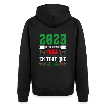 Notre premier Noël en tant que M. et Mme 2023 - Veste à capuche bio Premium Unisexe - noir - Dos - Nico (187cm)