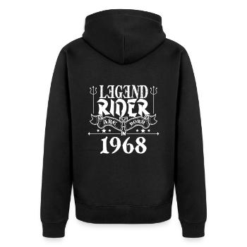 Legend rider Are born in 1968 - Veste à capuche bio Premium Unisexe - noir - Dos - Nico (187cm)