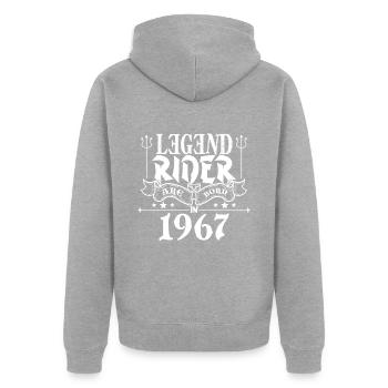 Legend Rider Are geboren 1967 - Unisex Premium Bio Zip Hoodie - Grau meliert - Hinten - Nico (187cm)
