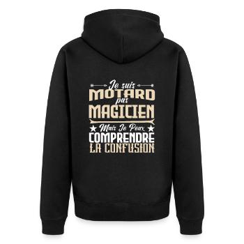 je suis Motard pas magicien - Veste à capuche bio Premium Unisexe - noir - Dos - Nico (187cm)