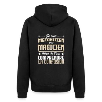 Je suis mécanicien pas magicien - Veste à capuche bio Premium Unisexe - noir - Dos - Nico (187cm)