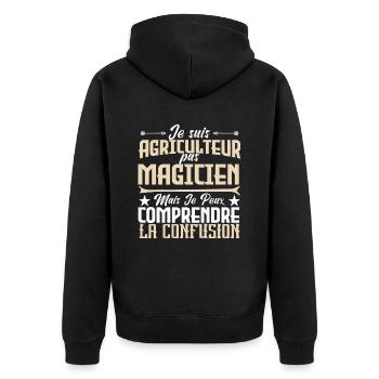 Je suis agriculteur, pas magicien - Veste à capuche bio Premium Unisexe - noir - Dos - Nico (187cm)