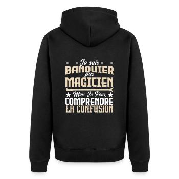 Je ne suis pas un magicien. - Veste à capuche bio Premium Unisexe - noir - Dos - Nico (187cm)