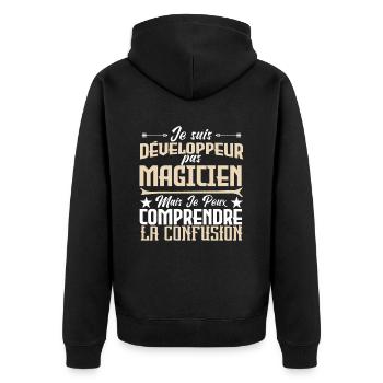 je suis Développeur pas magicien - Veste à capuche bio Premium Unisexe - noir - Dos - Nico (187cm)