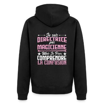 je suis Directrice pas magicien - Veste à capuche bio Premium Unisexe - noir - Dos - Nico (187cm)