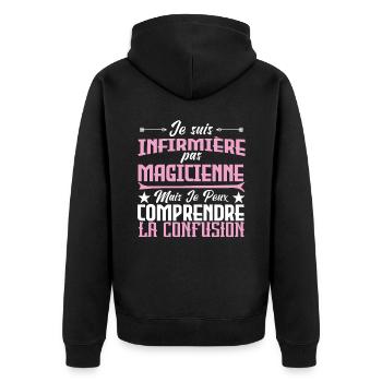 humour je suis infirmière pas magicienne - Veste à capuche bio Premium Unisexe - noir - Dos - Nico (187cm)