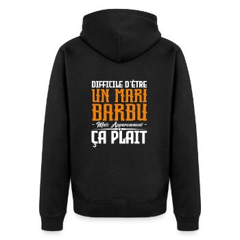 mari barbu, citations barbe, cadeau mari - Veste à capuche bio Premium Unisexe - noir - Dos - Nico (187cm)