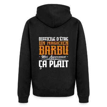 magicien barbu, citations barbe, cadeau magicien - Veste à capuche bio Premium Unisexe - noir - Dos - Nico (187cm)