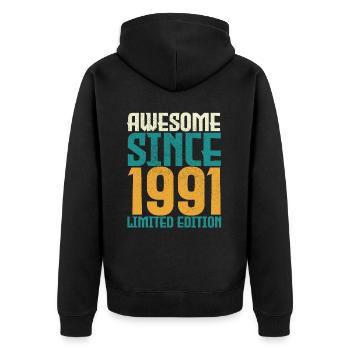 Awesome Since 1990 limited edition. - Unisex Premium Organic Zip Hoodie - black - Back - Nico (187cm)