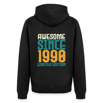 Awesome Since 1990 limited edition. - Unisex Premium Organic Zip Hoodie - black - Back - Nico (187cm)