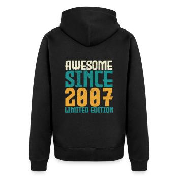 Awesome Since 2007 limited edition. - Unisex Premium Organic Zip Hoodie - black - Back - Nico (187cm)