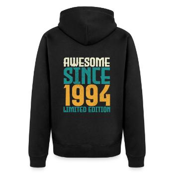 Awesome seit 1994 limitierte Auflage. - Unisex Premium Bio Zip Hoodie - Schwarz - Hinten - Nico (187cm)