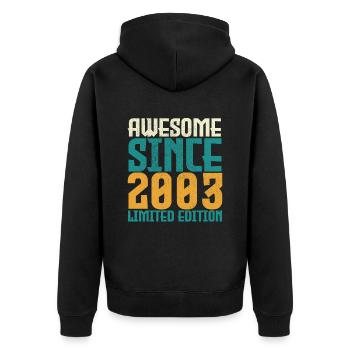 Awesome seit 2003 limitierte Auflage. - Unisex Premium Bio Zip Hoodie - Schwarz - Hinten - Nico (187cm)