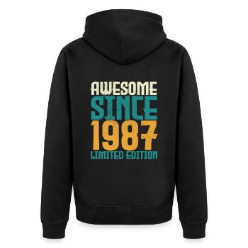 Awesome Since 1987 limited edition. - Unisex Premium Organic Zip Hoodie - black - Back - Nico (187cm)