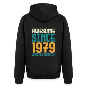 Awesome Since 1979 limited edition. - Unisex Premium Organic Zip Hoodie - black - Back - Nico (187cm)