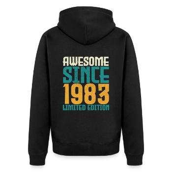 Awesome Since 1983 limited edition. - Unisex Premium Organic Zip Hoodie - black - Back - Nico (187cm)