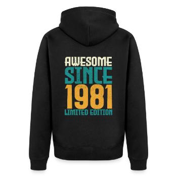 Awesome Since 1981 limited edition. - Veste à capuche bio Premium Unisexe - noir - Dos - Nico (187cm)