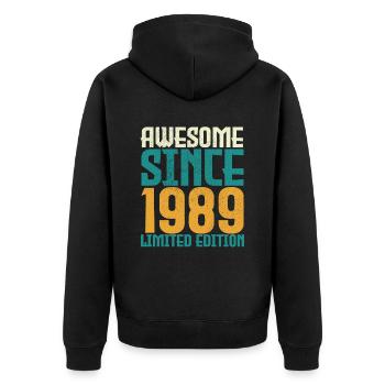 Awesome Since 1989 limited edition. - Unisex Premium Organic Zip Hoodie - black - Back - Nico (187cm)