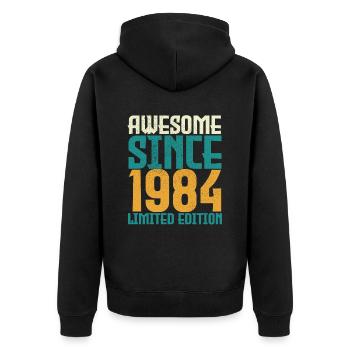 Awesome Since 1984 limited edition. - Unisex Premium Organic Zip Hoodie - black - Back - Nico (187cm)