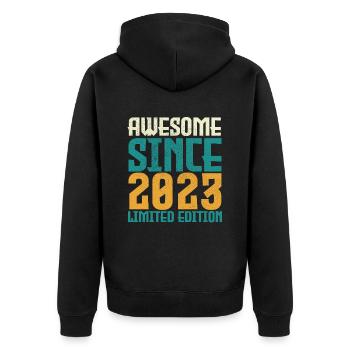 Awesome Since 2023 limited edition. - Unisex Premium Organic Zip Hoodie - black - Back - Nico (187cm)