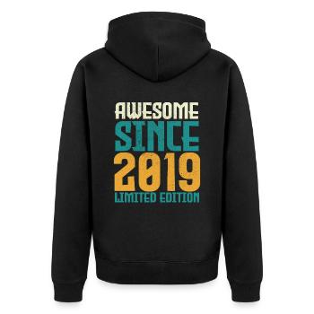 Awesome Since 2019 limited edition. - Unisex Premium Organic Zip Hoodie - black - Back - Nico (187cm)