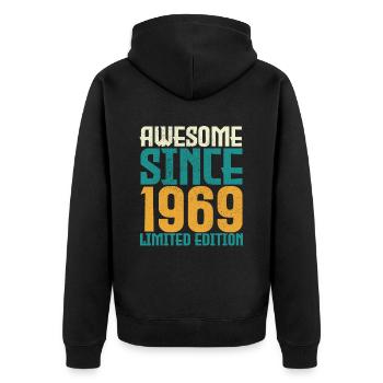 Awesome Since 1969 limited edition. - Unisex Premium Organic Zip Hoodie - black - Back - Nico (187cm)