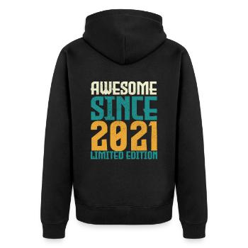 Awesome Since 2021 Limited edition. - Unisex Premium Organic Zip Hoodie - black - Back - Nico (187cm)