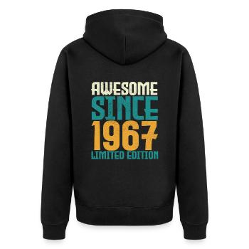 Awesome Since 1967 limited edition. - Unisex Premium Organic Zip Hoodie - black - Back - Nico (187cm)