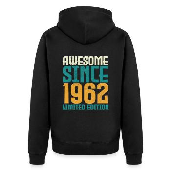 awesome since 1962 Limited Edition. - Unisex Premium Organic Zip Hoodie - black - Back - Nico (187cm)