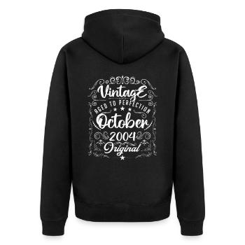 Vintage BORN IN OCTOBER 2004. - Unisex Premium Organic Zip Hoodie - black - Back - Nico (187cm)