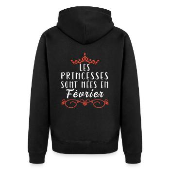 les princesses sont nées en février. Cadeau annive - Veste à capuche bio Premium Unisexe - noir - Dos - Nico (187cm)