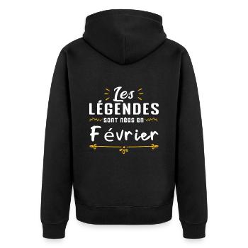 Les légendes sont nés en Février - Veste à capuche bio Premium Unisexe - noir - Dos - Nico (187cm)