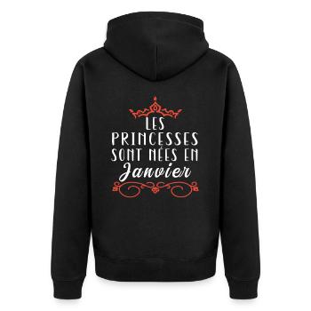 les princesses sont nées en Janvier. Cadeau annive - Veste à capuche bio Premium Unisexe - noir - Dos - Nico (187cm)