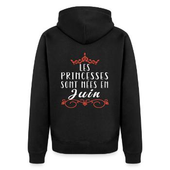 les princesses sont nées en Juin. Cadeau annive - Veste à capuche bio Premium Unisexe - noir - Dos - Nico (187cm)