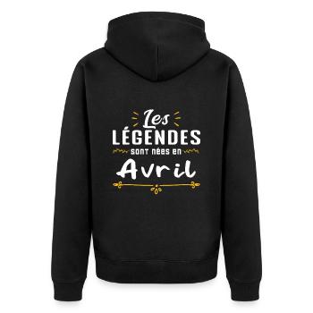 Les légendes sont nées en Avril. cadeau annive - Veste à capuche bio Premium Unisexe - noir - Dos - Nico (187cm)