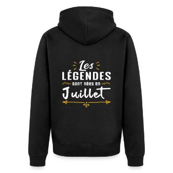 Les légendes sont nés en Juillet - Veste à capuche bio Premium Unisexe - noir - Dos - Nico (187cm)