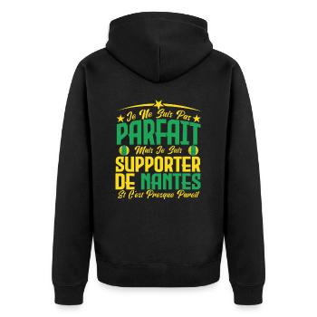 je ne suis pas parfait, supporteur de Nantes. - Veste à capuche bio Premium Unisexe - noir - Dos - Nico (187cm)