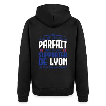 je ne suis pas parfait, supporteur de Lyon. - Veste à capuche bio Premium Unisexe - noir - Dos - Nico (187cm)