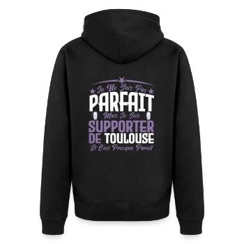 je ne suis pas parfait, supporteur de Toulouse. - Veste à capuche bio Premium Unisexe - noir - Dos - Nico (187cm)