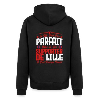 je ne suis pas parfait, supporteur de Lille. - Veste à capuche bio Premium Unisexe - noir - Dos - Nico (187cm)