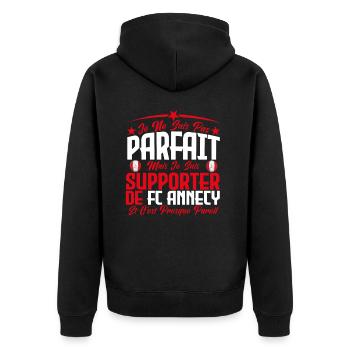 je ne suis pas parfait, supporteur de Fc Annecy . - Veste à capuche bio Premium Unisexe - noir - Dos - Nico (187cm)