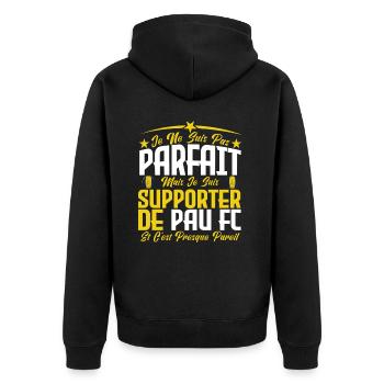 je ne suis pas parfait, supporteur de Pau Fc . - Veste à capuche bio Premium Unisexe - noir - Dos - Nico (187cm)
